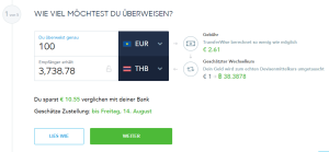 Rechenbeispiel von Transferwise